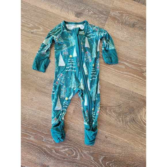 Little Sleepies Christmas‎ Tree Zippy Pajamas Footed Newborn #9 - Picture 1 of 4